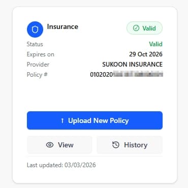 OwnersVue — Insurance overview card